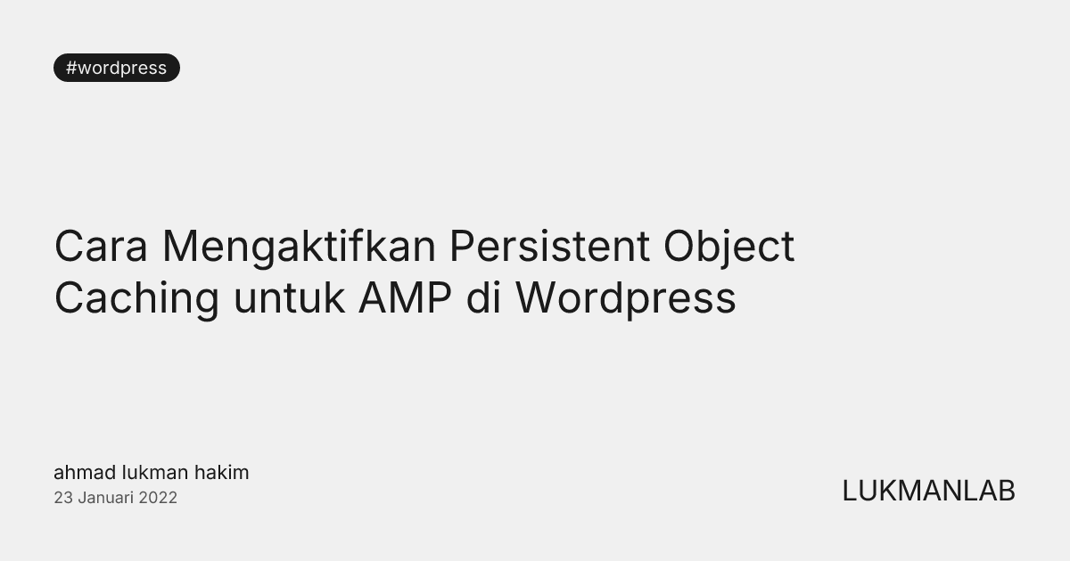 Cara Mengaktifkan Persistent Object Caching untuk AMP di Wordpress