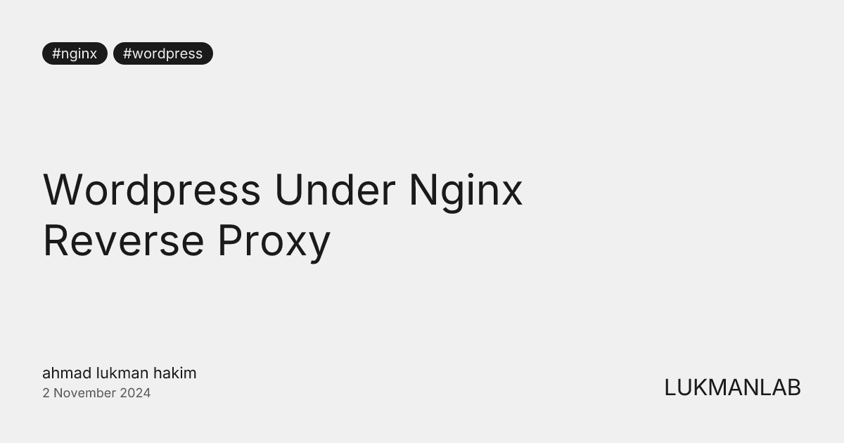 Wordpress Under Nginx Reverse Proxy