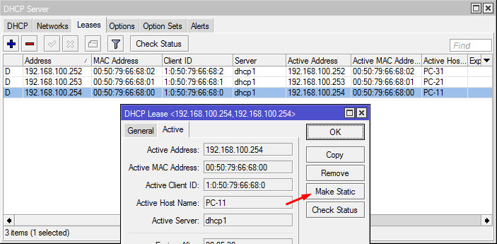 DHCP Server - Make Static