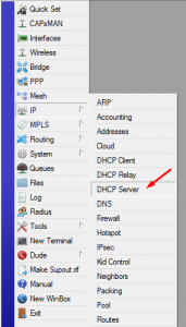 Menu DHCP Server MikroTik - Winbox
