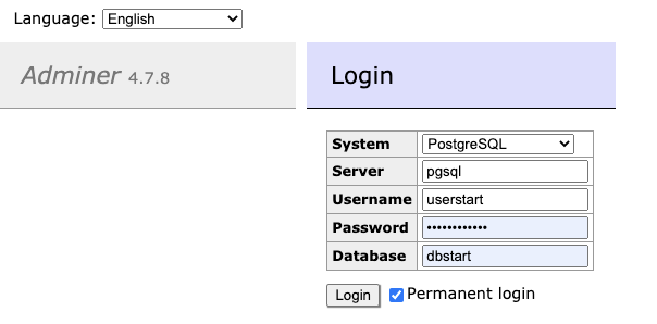 Tutorial Docker Compose PostgreSQL denga Adminer